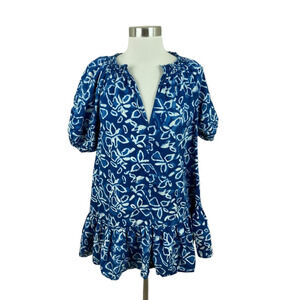 Apiece Apart Blue Ruffle Hem Organic Cotton Dress Size XXS Beachy Coastal